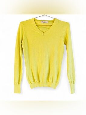 Vintage 90s Brunella Gori Yellow Merino Wool V-Neck Sweater – Made in Italy (L)